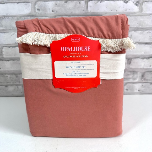 Opalhouse Coral Fringe Cotton Percale Sheet Set - Designed with Jungalow - QUEEN - Picture 5 of 10